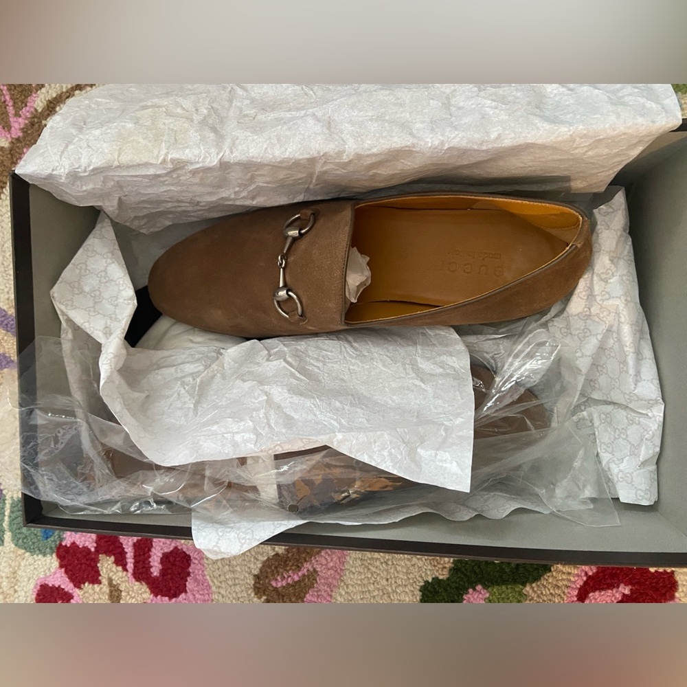 Gucci Jordaan Horsebit Suede Loafers